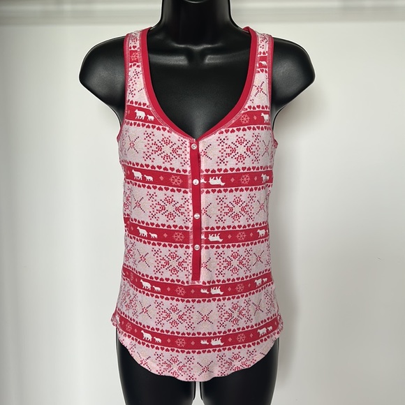 VICTORIA’S SECRET Pajama Tank Top, XS, Red Polar Bear Fair Isle Print - Picture 12 of 12